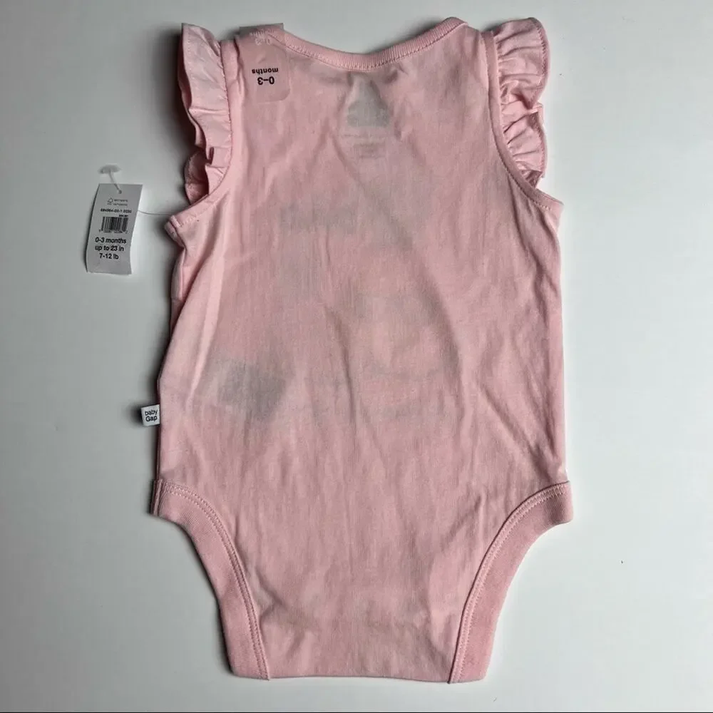 Gap Baby Flutter Sleeve  DAD Graphic Style Snap Closure Onesie Sz 0-3M